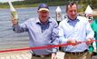Mick Murray and WA Premier Mark McGowan cut the ribbon to officially open Lake Kepwari in Collie