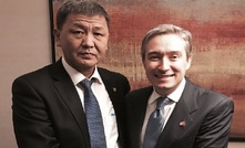Mongolia mining minister Dashdorj Tsedev (left) and Canada’s international trade minister Francois-Philippe Champagne
