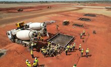  The pouring of the first concrete at Goulamina