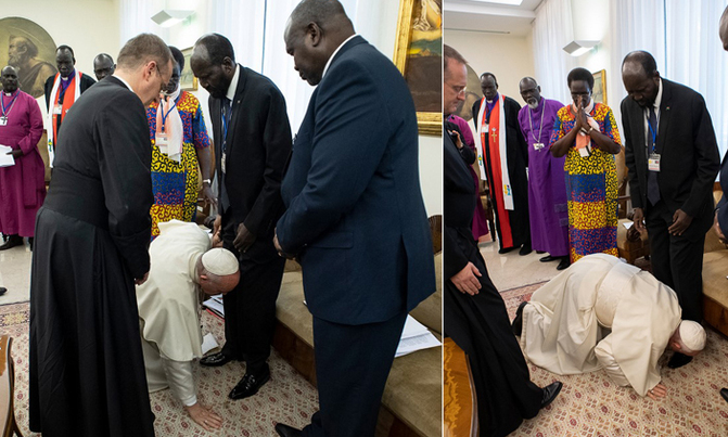 I trembled when the Pope kissed my feet — Salva Kiir I trembled when the Pope kissed my feet — Salva Kiir