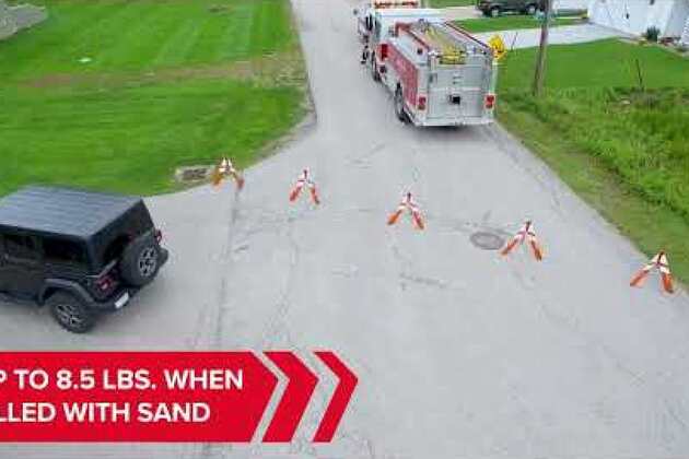 PSS enhances foldable traffic cone FirstGard with fill port for greater stability