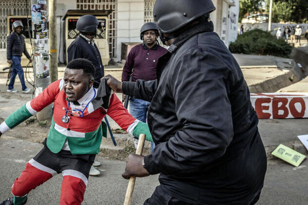 One shot as Kenyan protests at US Ebola centre turn violent
