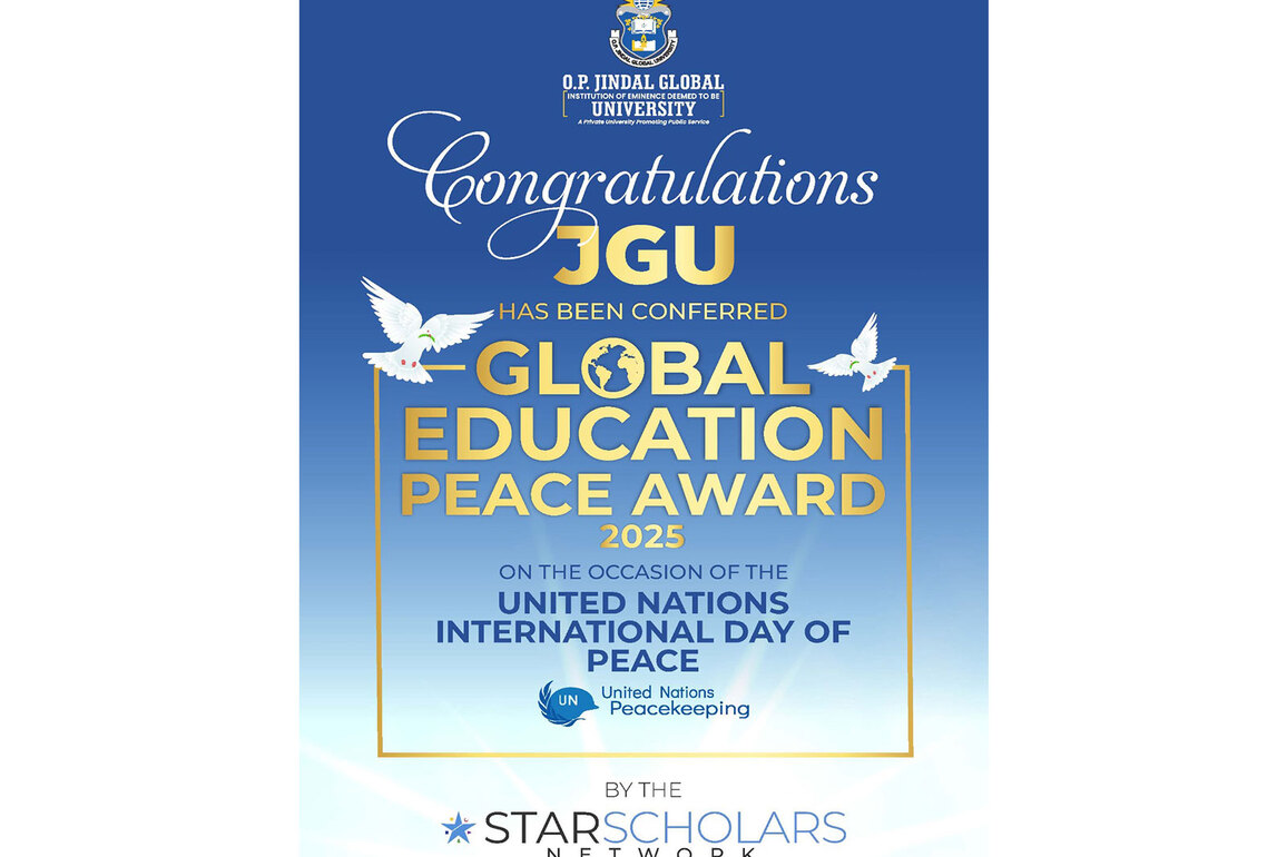 Global Education for Peace Award Honours O.P. Jindal Global University for Championing World Peace through Higher Education