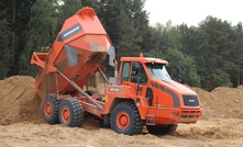 The Doosan DA30 articulated dump truck at the Dębówko mine