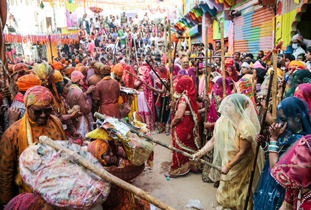 Mathura: Lathmar Holi celebrations begin in Barsana with vibrant festivities