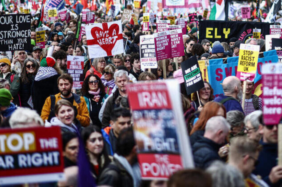 Protesters rally in London against UK far-right rise