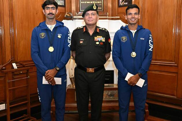 Army Chief Gen Dhiraj Seth felicitates rowers Lakshay, Ujjwal for historic World Rowing Cup Gold