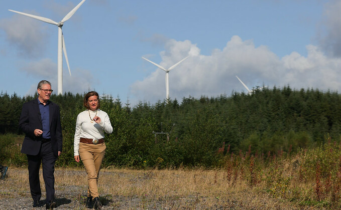 Prime Minister Keir Starmer visits Trydan Gwyrdd Cymru Wind Farm with First Minister of Wales, Baroness Eluned Morgan in Carmarthenshire | Credit: by Simon Dawson / No 10 Downing Street