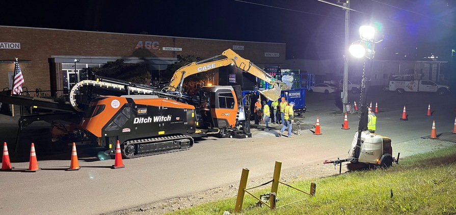 Chase Alderman and the crew at G&W Construction Co. Inc. are already familiar with the unique complexities of operating at night Credit: Ditch Witch