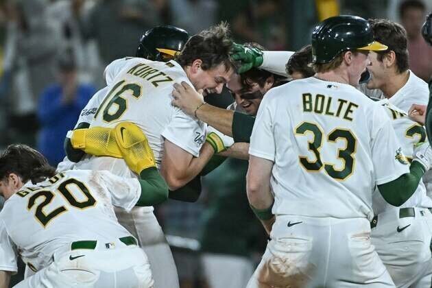 MLB roundup: Down 7, A's rally to beat Angels on walk-off walk
