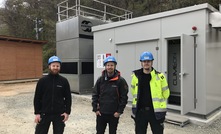  The Climeon team (from left: service engineer Thorbjørn Fribert Jørgensen, delivery project manager Martin Larsson and service engineer Joel Berglöw) in front of the company’s first operational Heat Power module installation in Japan