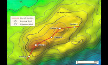 Cadlao oil field 3D seismic map showing original development wells Cadlao 1A and 3 and proposed redevelopment wells Cadlao 4, 5 and 6.