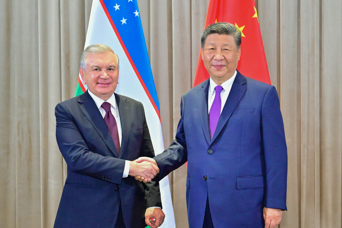 KAZAKHSTAN-ASTANA-CHINA-XI JINPING-UZBEK PRESIDENT SHAVKAT MIRZIYOYEV-MEETING