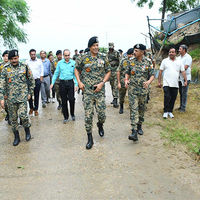 J-K: DG BSF Daljit Singh Chawdhary visits flood-affected areas of Samba