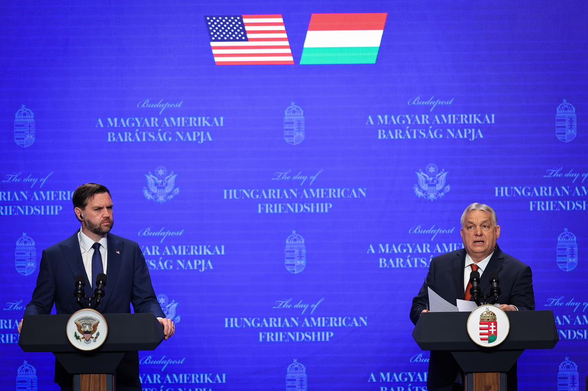 HUNGARY-BUDAPEST-VIKTOR ORBAN-JD VANCE-PRESS CONFERENCE
