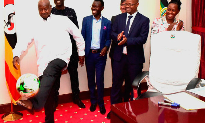 Museveni football skills mesmerize Cranes Museveni football skills mesmerize Cranes