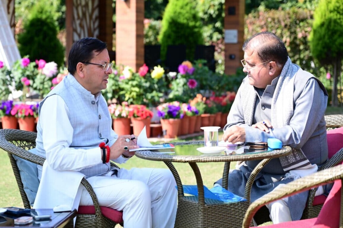 Uttarakhand CM Dhami meets BJP leaders to review development works