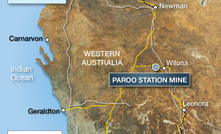 A map showing the Paroo station mine location.