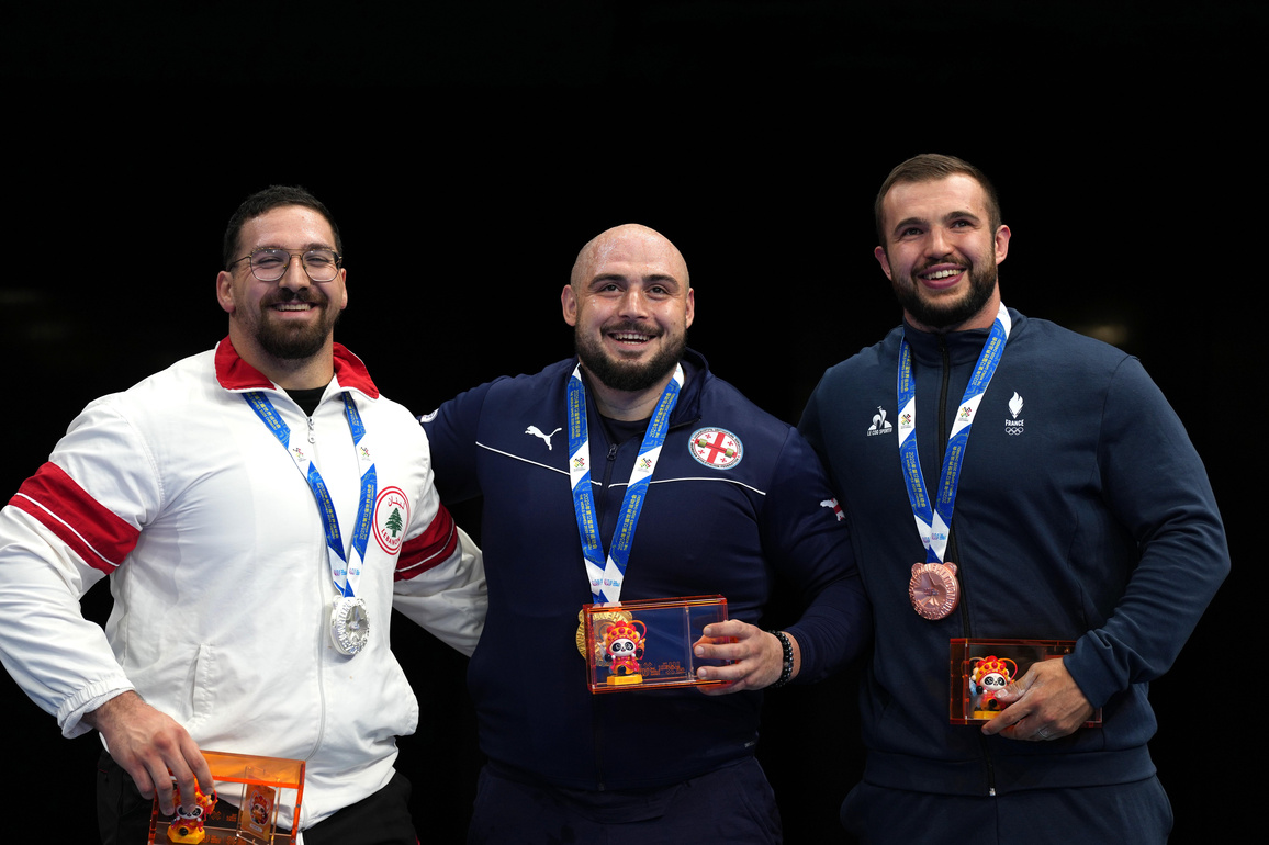 (SP)CHINA-CHENGDU-THE WORLD GAMES 2025-POWERLIFTING-MEN'S SUPER HEAVYWEIGHT-VICTORY CEREMONY (CN)