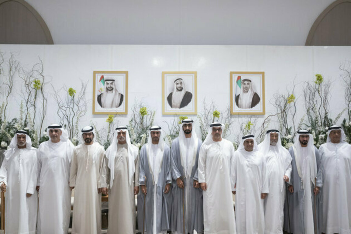 Hamed bin Zayed, Nahyan bin Mubarak, Khalifa bin Tahnoon bin Mohammed attend reception for Al Hameli, Al Remeithi weddings in Abu Dhabi