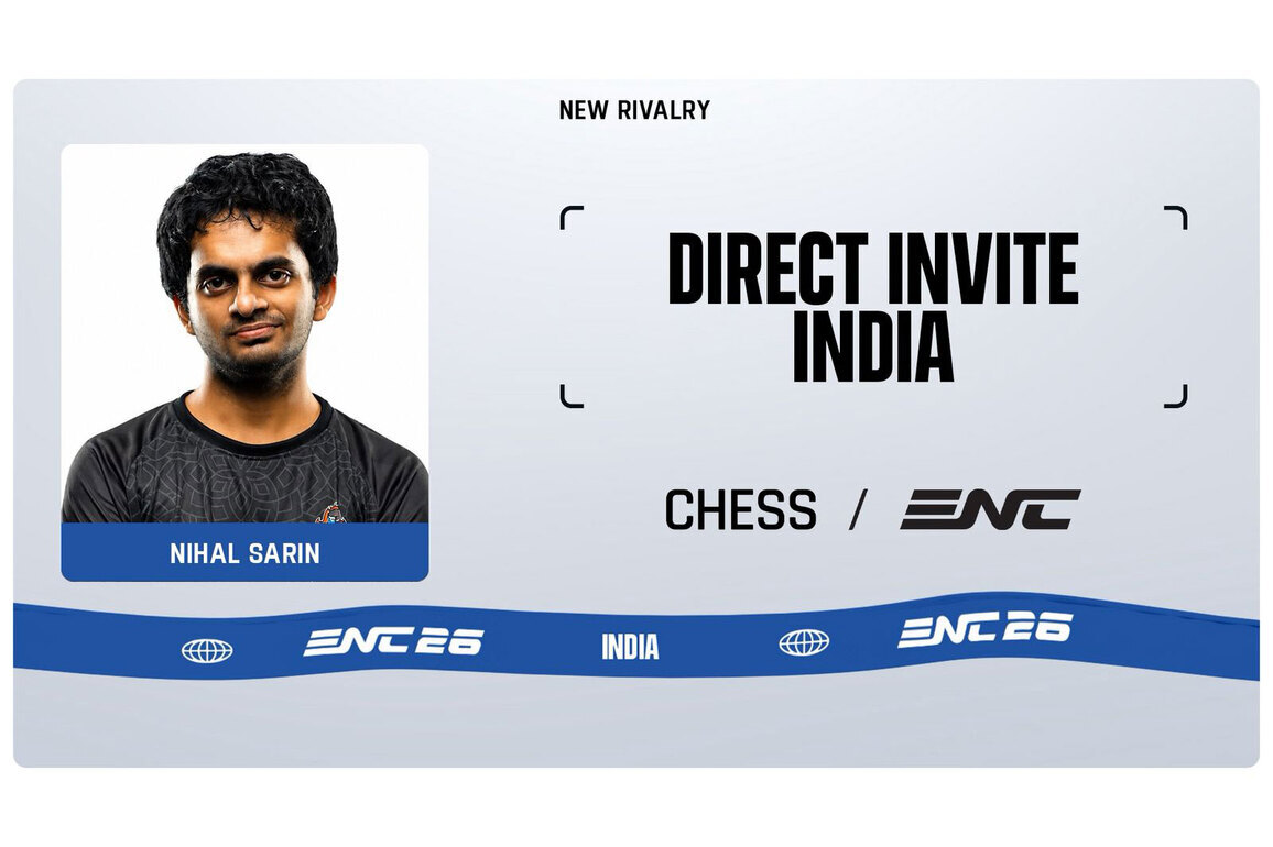 Grandmaster Nihal Sarin secures direct invite for Esports Nations Cup 2026 chess event