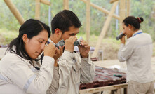  SolGold geologists inspecting drill core at Cascabel