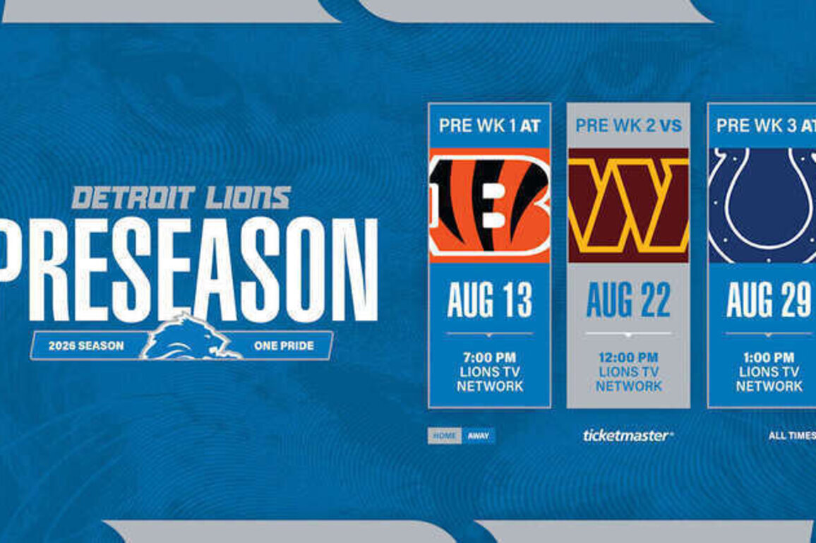 Lions announce 2026 preseason schedule