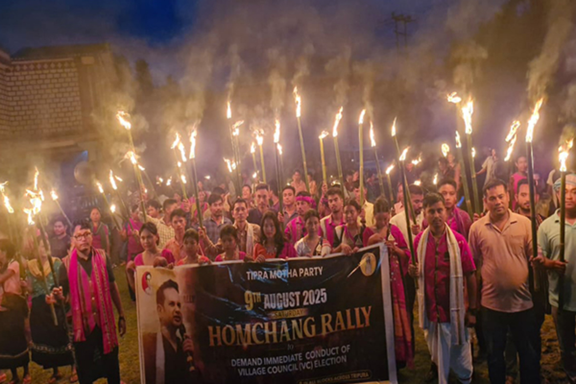 TIPRA Motha Party held massive Homchang Rally in Agartala demanding immediate conduct of long-pending VC elections
