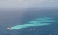 The Shen Neng 1 aground on the reef.