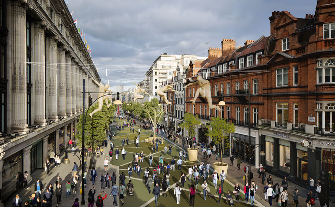 Artist impression of pedestrianised Oxford Street