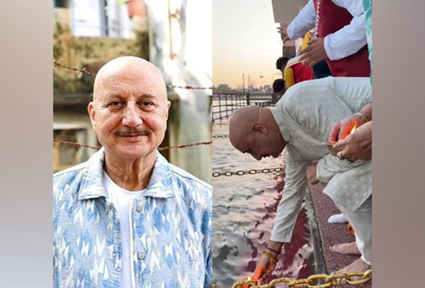 Anupam Kher offers prayers at Ganga Ghat with mother Dulari, brother Raju Kher