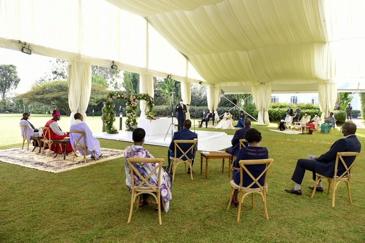 Social-distancing was observed throughout the function