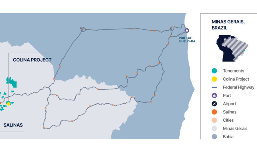 Projeto de lítio Colina, da PLS, em MG