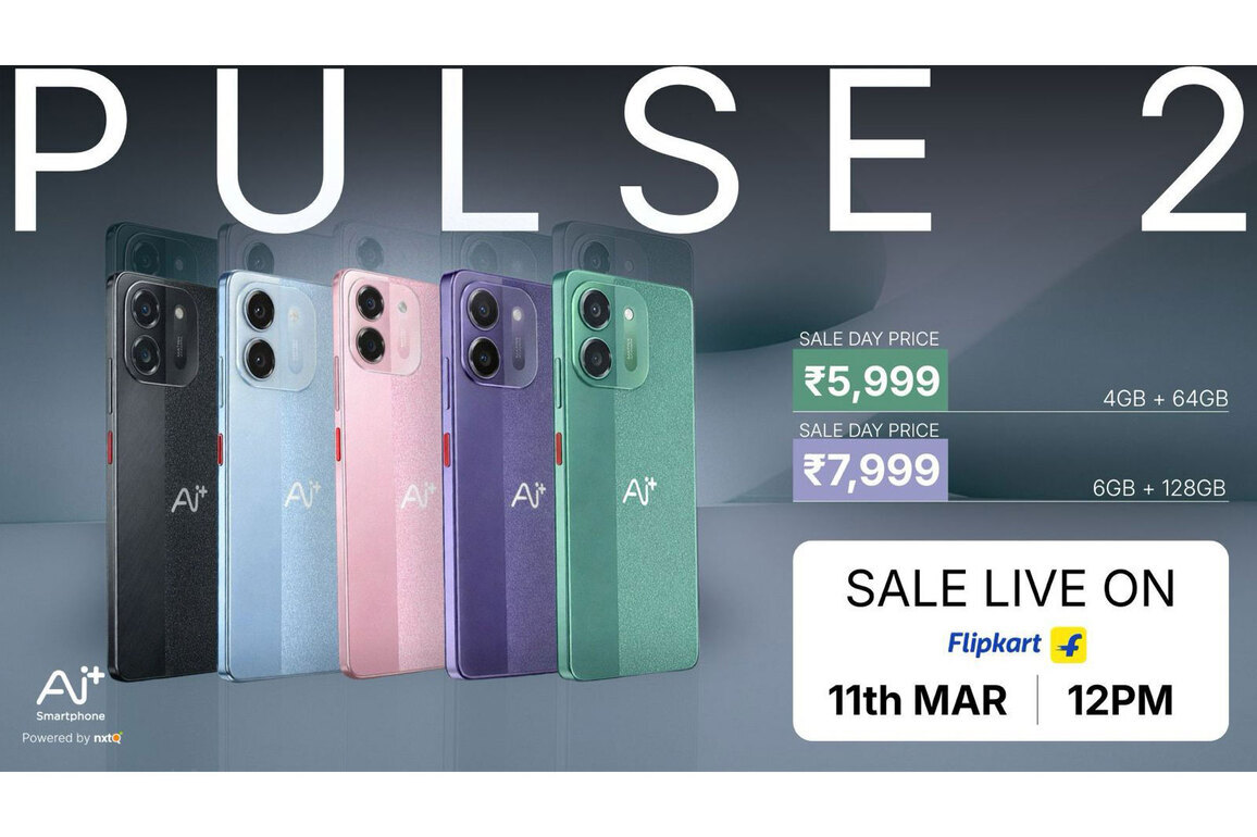 Ai+ Smartphone Unveils Pulse 2 at 5999 with 50MP AI Camera with the Slimmest 6000mAh Battery in this Category; Sale from 11th March at 12 PM