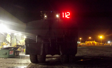  Water truck with fleet ID at Glencore's Hail Creek mine in Queensland.