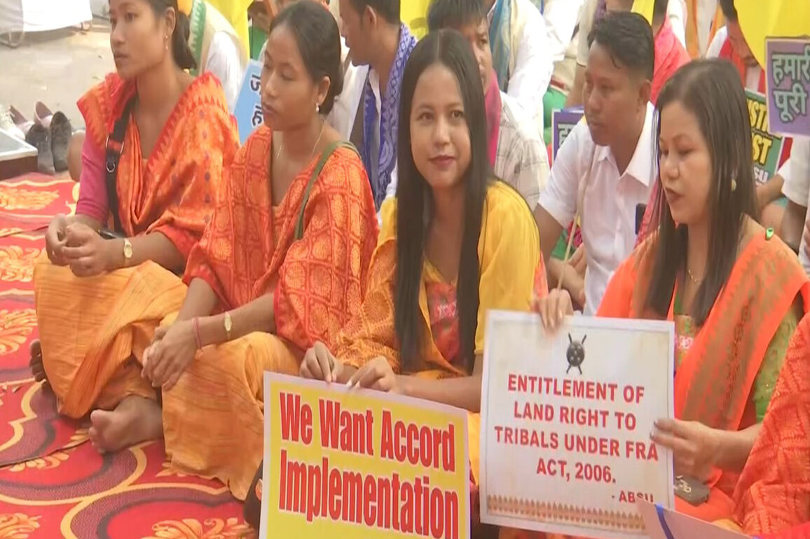 Bodo organisations stage sit-in protest in Delhi, demand implementation of Accord