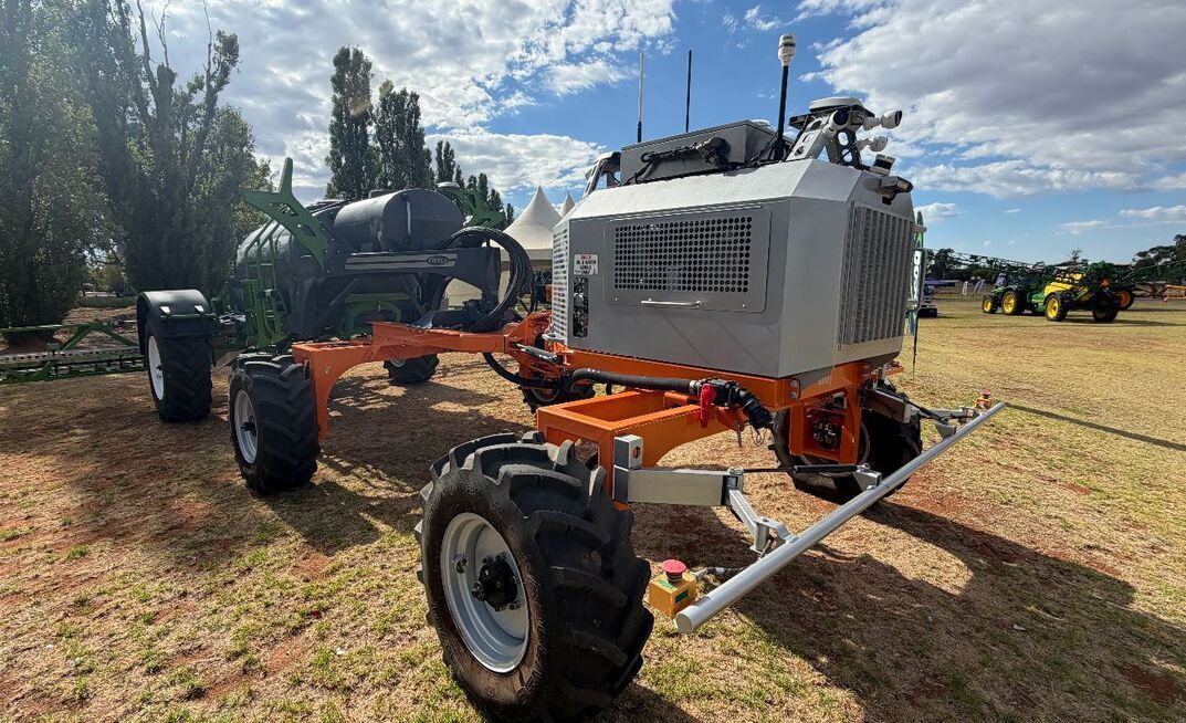 The SwarmBot 5 is the latest autonmous platform from Swarm Farm, offering six-wheel-drive.