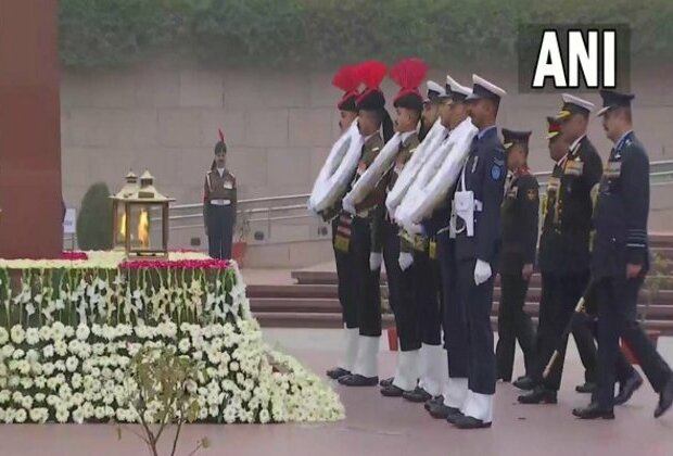 Armed Forces Veterans Day: CDS Gen Anil Chauhan, three service chiefs lay wreaths at National War Memorial