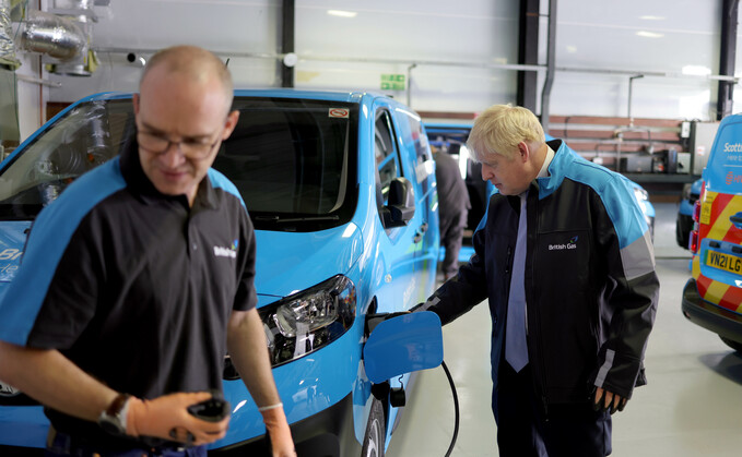 Boris Johnson inspects an electric van / Credit: Centrica