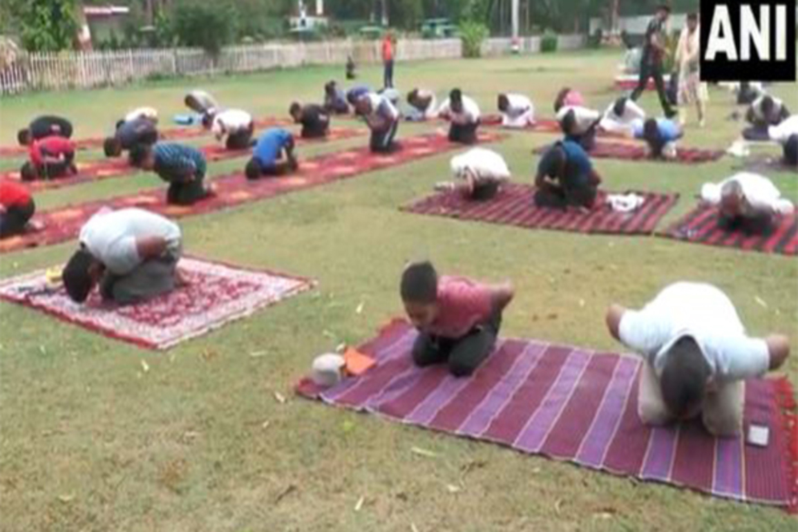 UP: Yoga session organised in Prayagraj ahead of International Day of Yoga