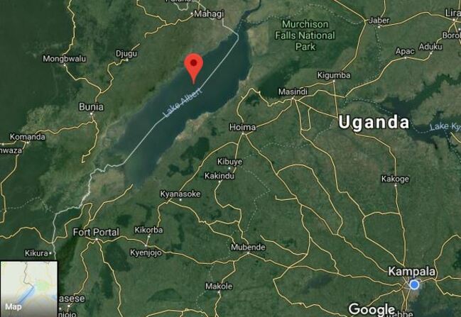   oogle map extract showing ake lbert at the ganda ongolese border oogle aps