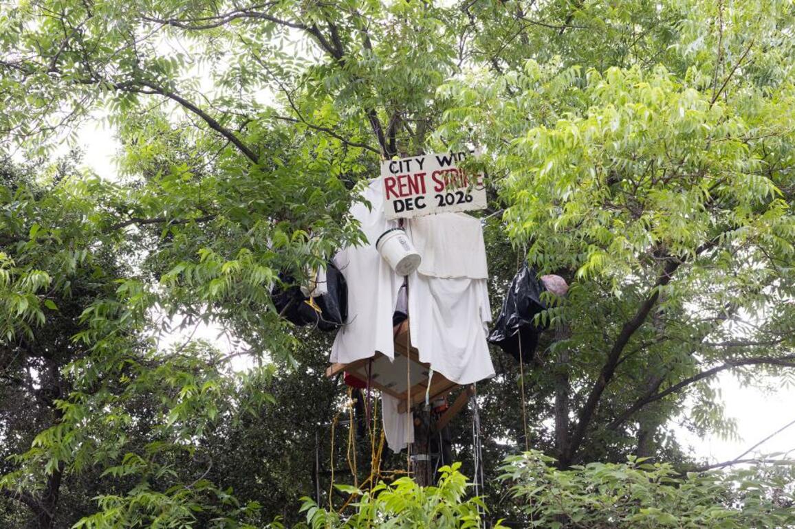 Elderly man builds tree house to protest eviction from state-owned home