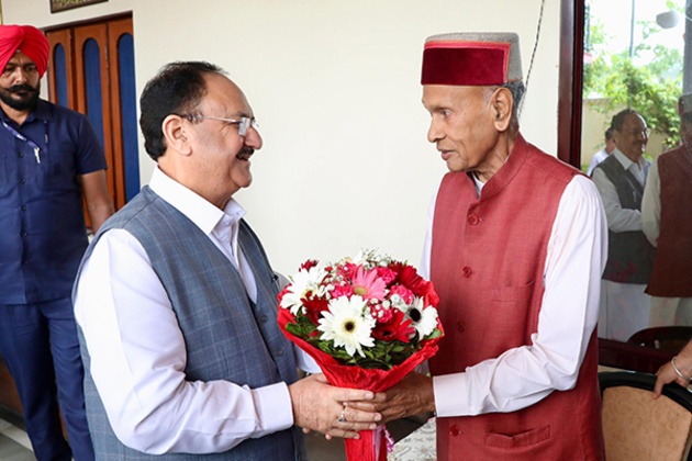 JP Nadda meets former Himachal CM Prem Kumar Dhumal