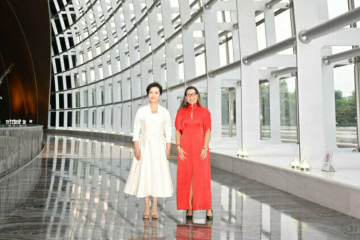 Peng Liyuan and Brazil's first lady visit NCPA in Beijing