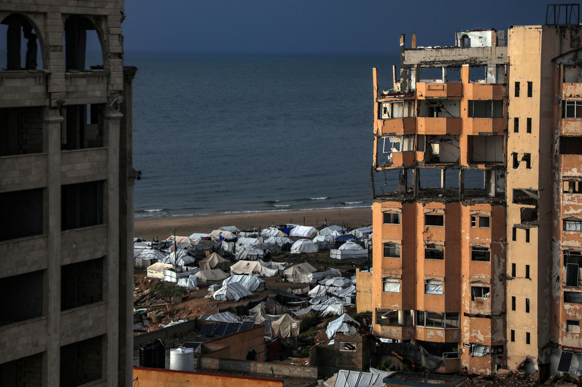 MIDEAST-GAZA CITY-TEMPORARY TENTS-DISPLACED PALESTINIANS