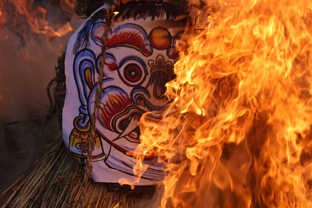 Nepal's Kathmandu Valley welcomes festive season burning effigy of demon deity "Ghantakarna"
