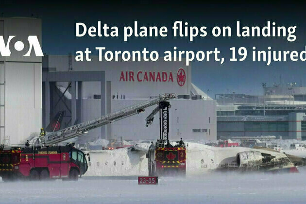 Delta plane flips on landing at Toronto airport, 19 injured