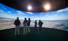 Teaching in a circular screen theatre at Kumba Centre, sponsored by Anglo American