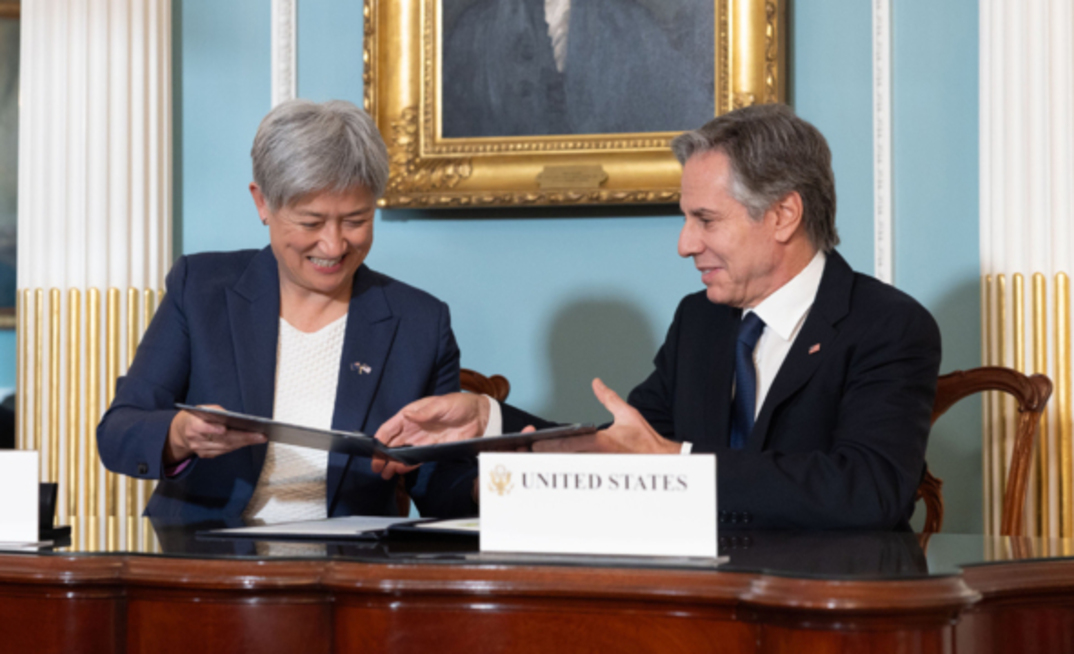 The meeting between Penny Wong and Anthony Blinken. Photo courtesy US State Department