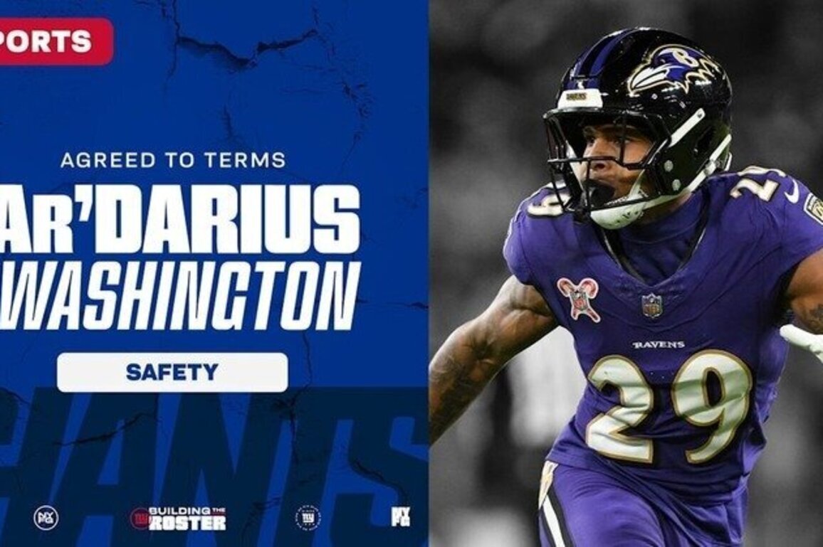 Giants agree to terms with S Ar'Darius Washington, pending physical